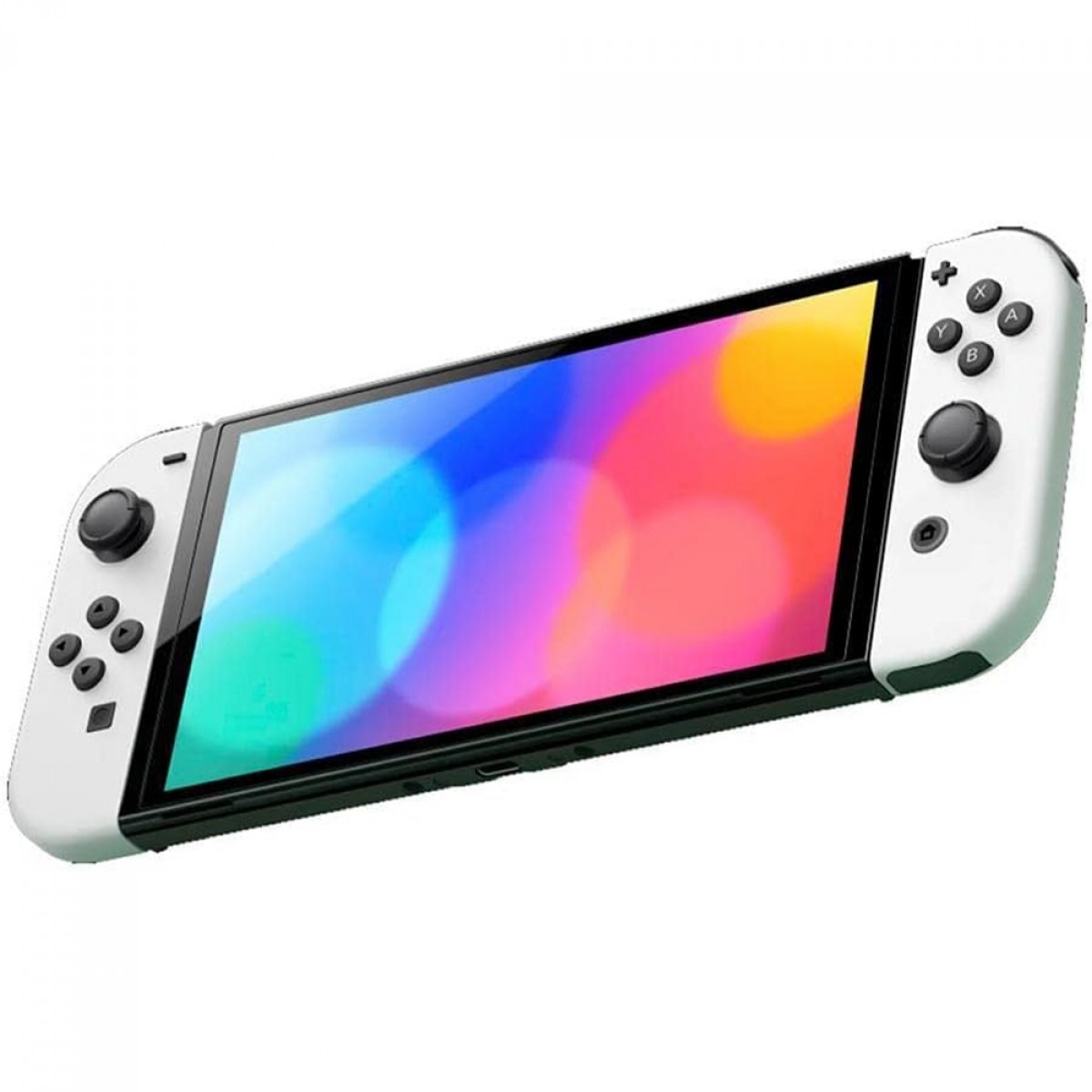 Nintendo Switch OLED branco em modo portátil