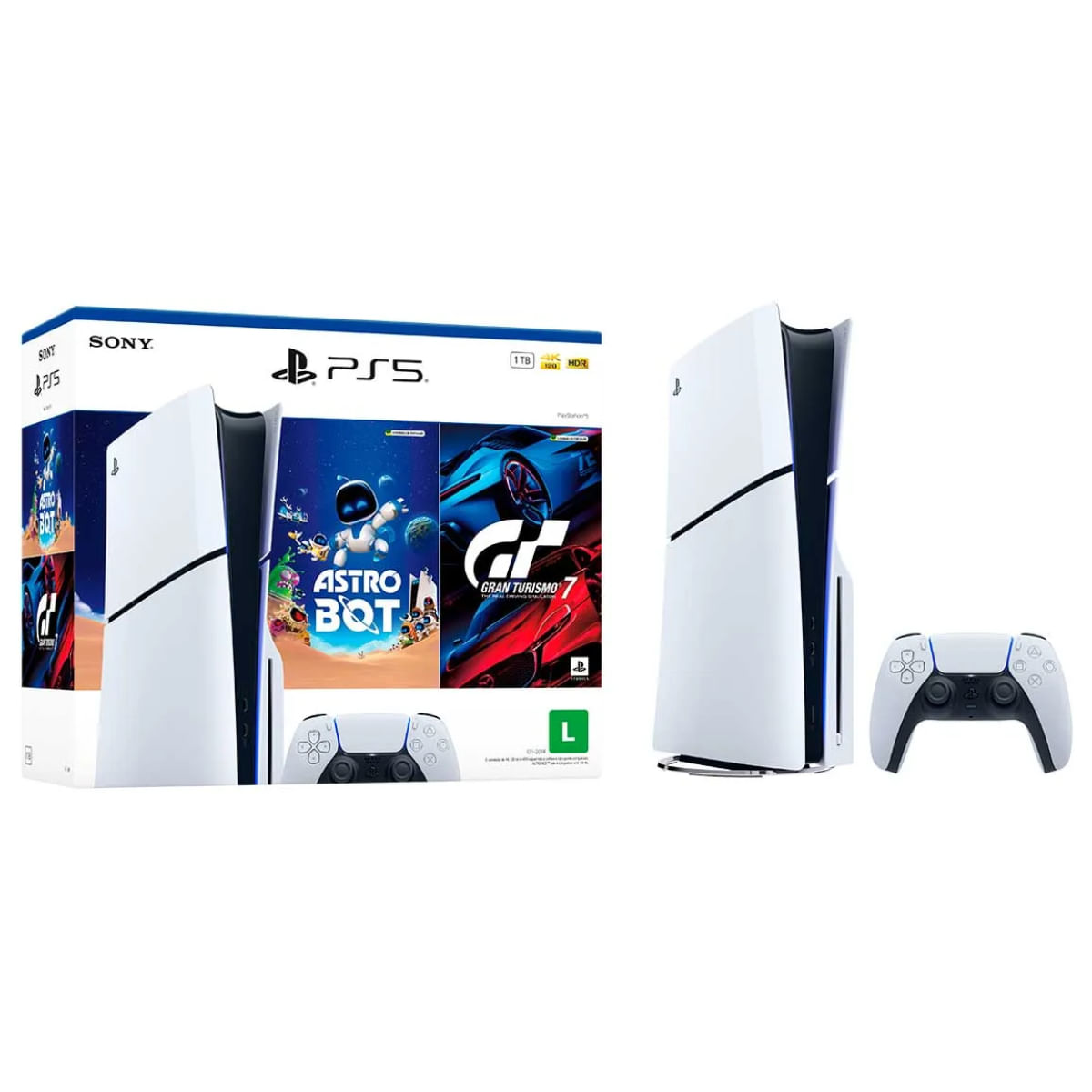 PS5 Slim com leitor, pacote ASTRO BOT e Gran Turismo 7
